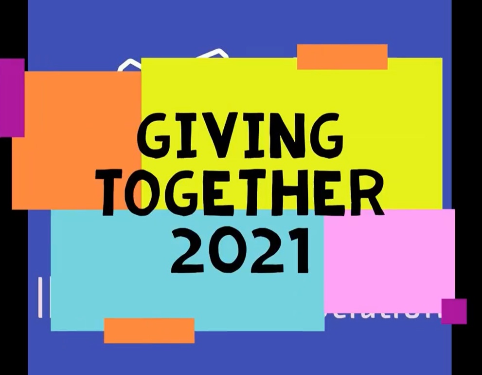 Colourful title graphic reading Giving Together 2021